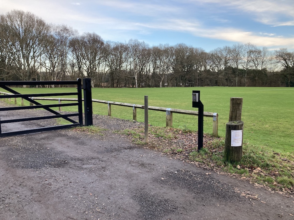Lindford Sports Fields on Broxhead Common plus one more of the recently erected gates across BW4