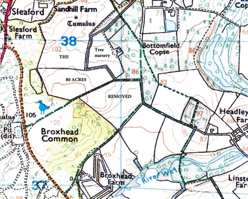 1962 Broxhead map showing the track around the tree nursery
