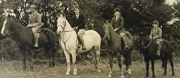 In the beginning. Marlene (third from left) out with the family for a hack