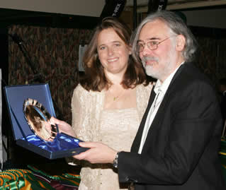 Roland receiving British Eventing Award for Outstanding Contribution from Pippa Funnell at 2008 Seahorse Ball & SEEL Awards (Photo by Don Frost Event Photographs - http://www.donfrostevents.co.uk/ )